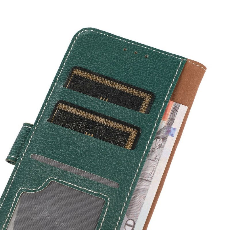 Folio Cover Oppo A16 / A16s Cuciture Litchi Effetto Pelle