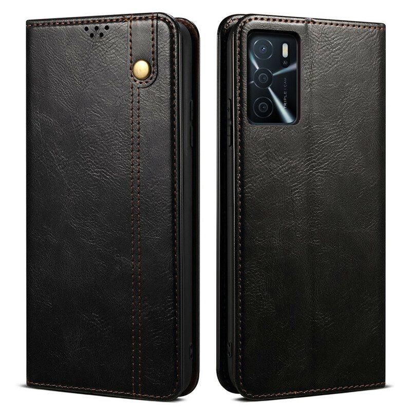 Folio Cover Oppo A16 / A16s Custodia in pelle Ecopelle Cerata