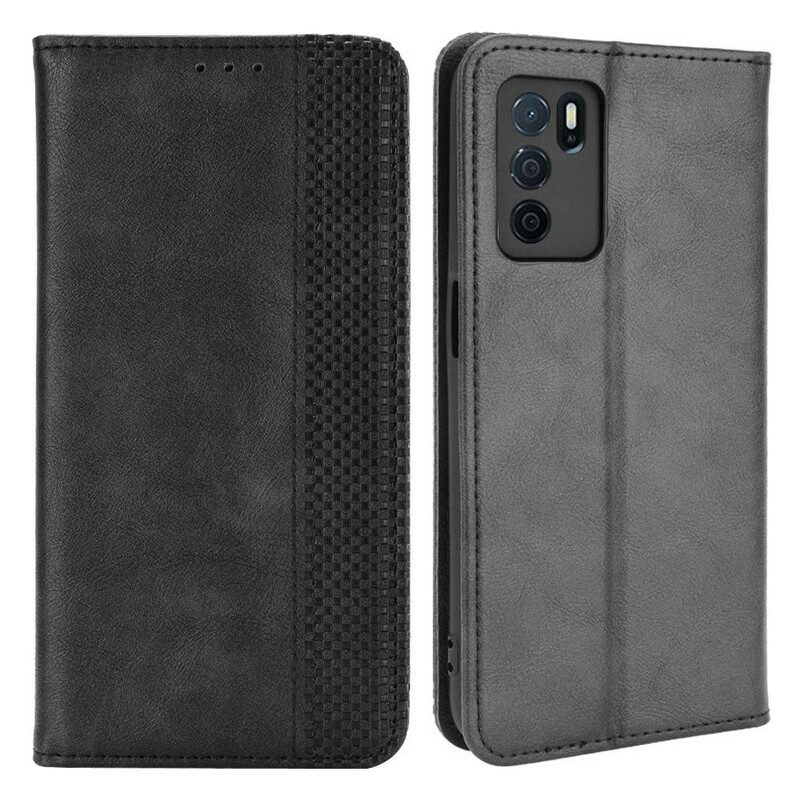 Folio Cover Oppo A16 / A16s Custodia in pelle Effetto Pelle Vintage Stilizzato