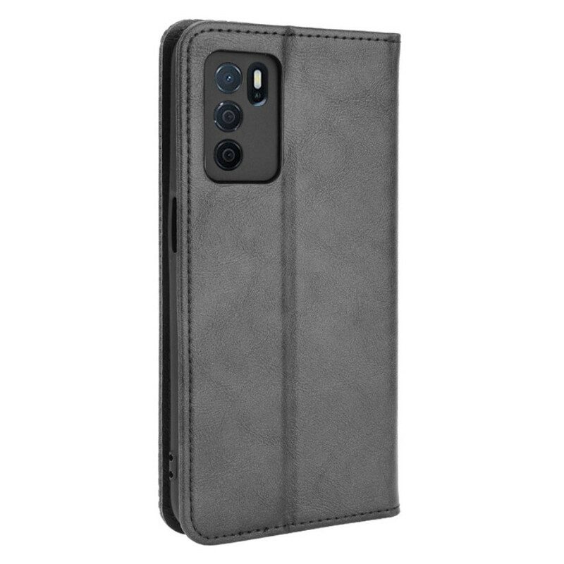 Folio Cover Oppo A16 / A16s Custodia in pelle Effetto Pelle Vintage Stilizzato