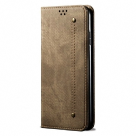 Folio Cover Oppo A16 / A16s Custodia in pelle Tessuto Denim