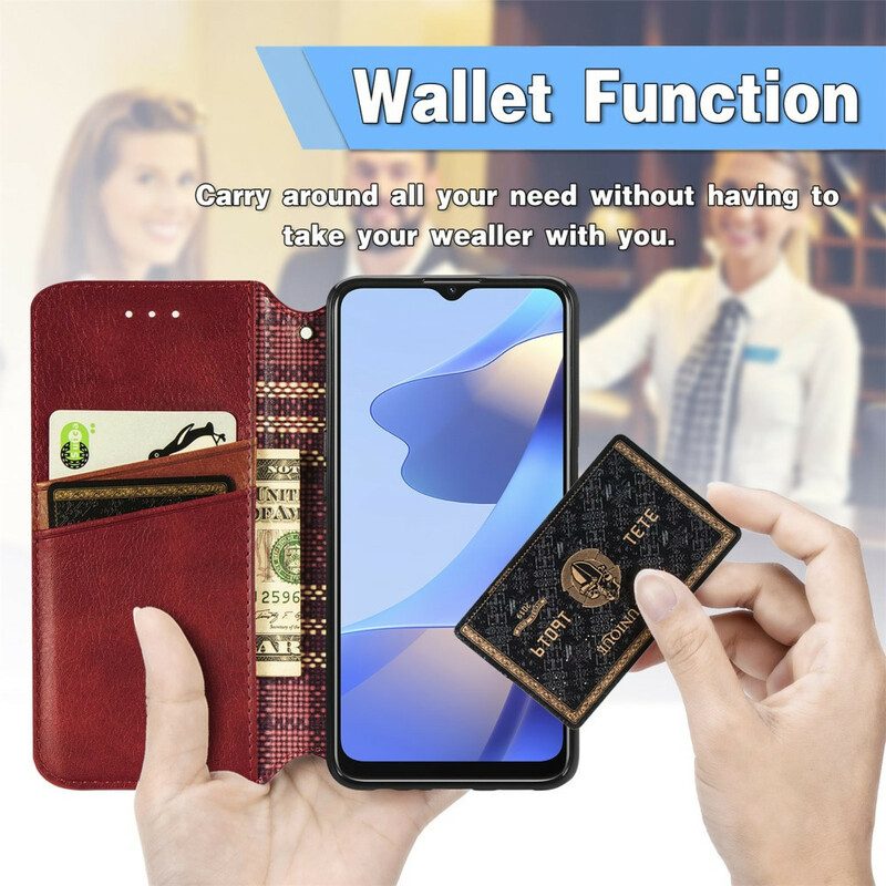 Folio Cover Oppo A16 / A16s Custodia in pelle Texture Diamante Effetto Pelle