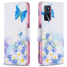Folio Cover Oppo A16 / A16s Farfalle E Fiori Dipinti