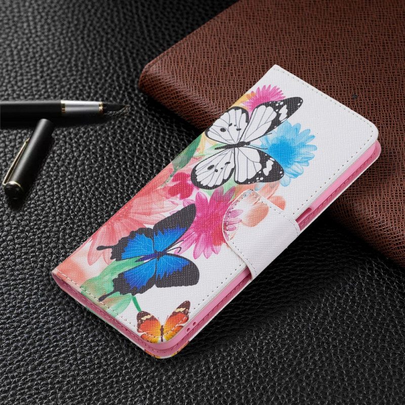 Folio Cover Oppo A16 / A16s Farfalle E Fiori Dipinti