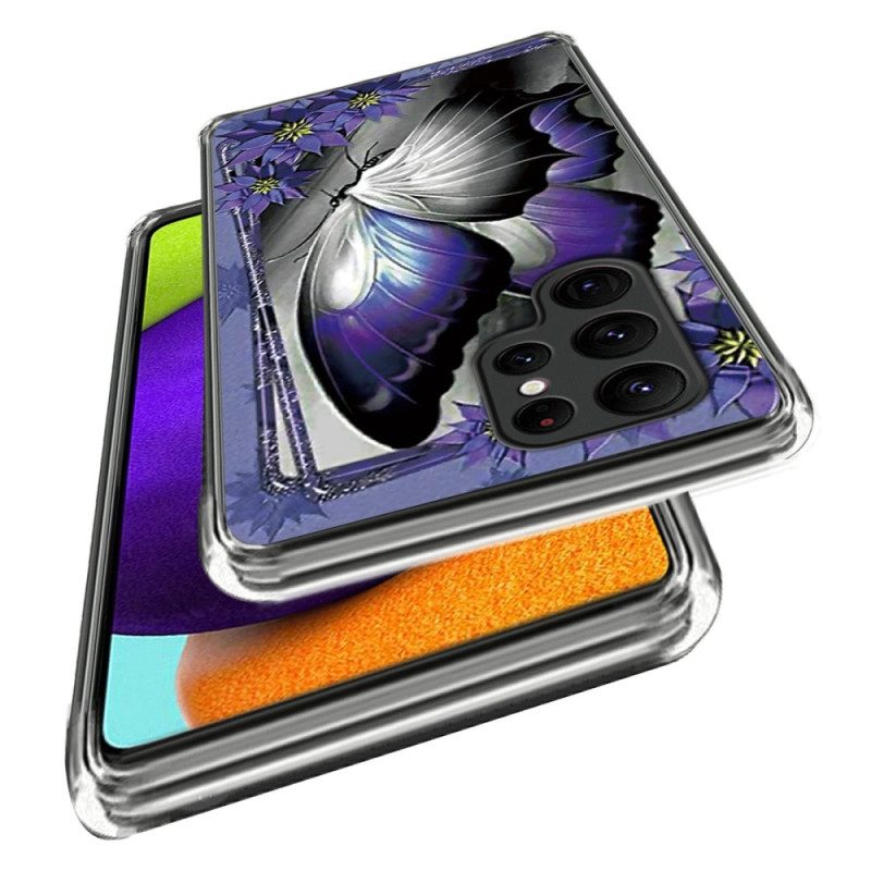 Cover Samsung Galaxy S23 Ultra 5G Farfalla Viola