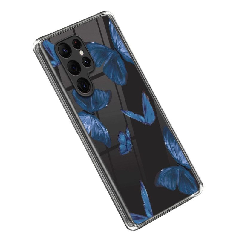 Cover Samsung Galaxy S23 Ultra 5G Farfalle Blu