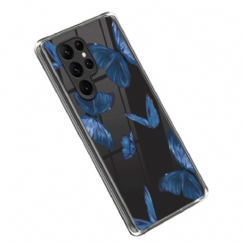 Cover Samsung Galaxy S23 Ultra 5G Farfalle Blu