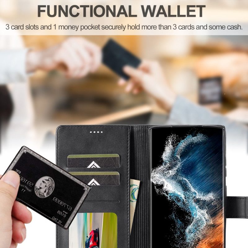 Custodia A Portafoglio Samsung Galaxy S23 Ultra 5G Azns Effetto Pelle