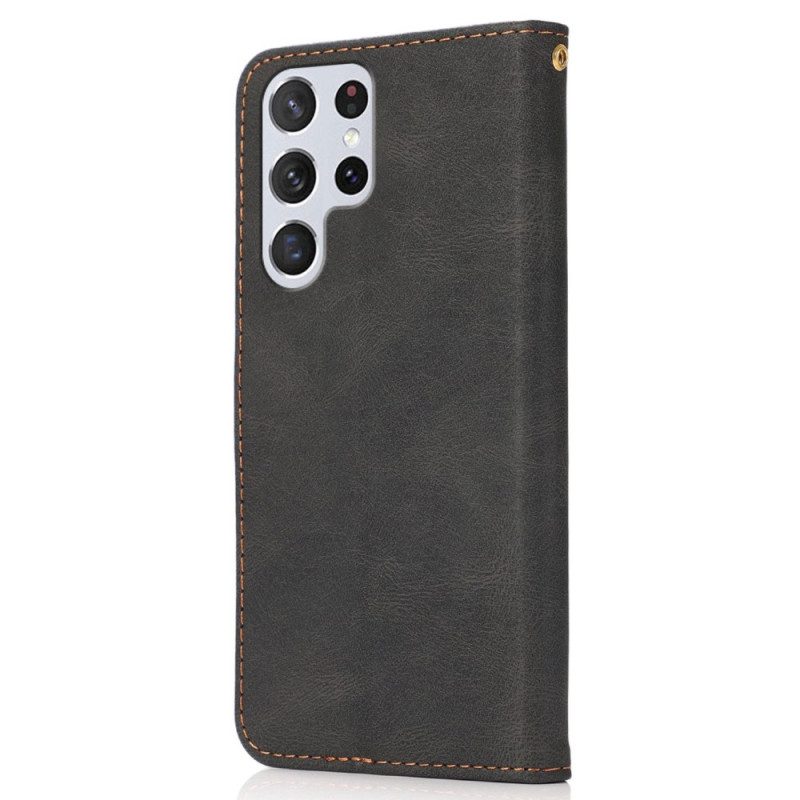 Custodia A Portafoglio Samsung Galaxy S23 Ultra 5G Cinturino Bicolore