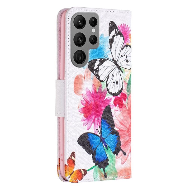 Custodia A Portafoglio Samsung Galaxy S23 Ultra 5G Farfalle