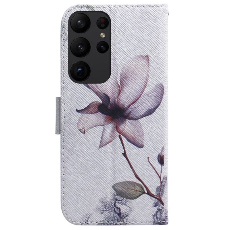 Custodia A Portafoglio Samsung Galaxy S23 Ultra 5G Fiore Rosa
