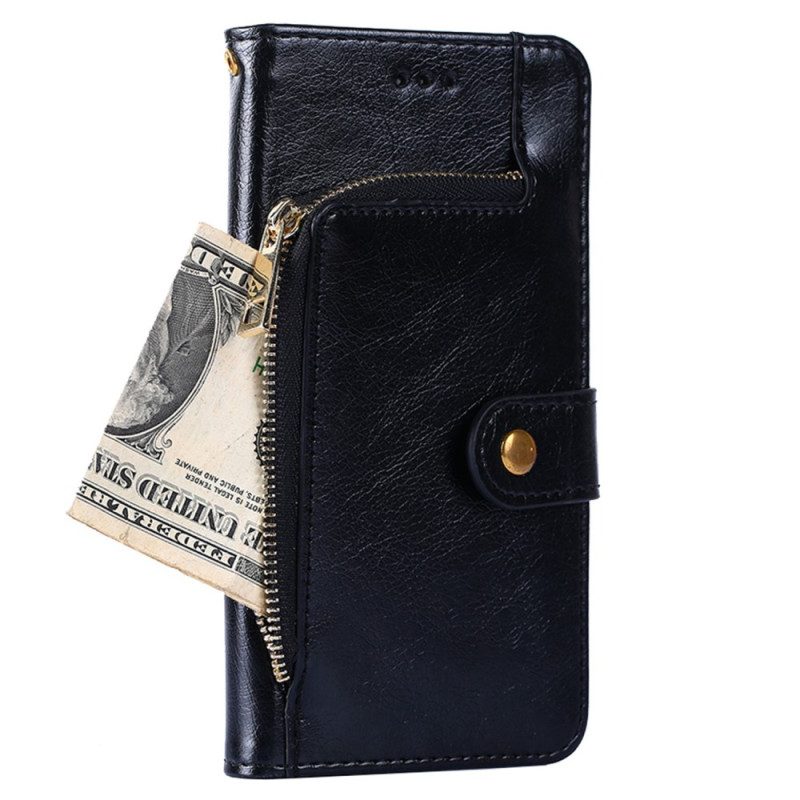 Custodia A Portafoglio Samsung Galaxy S23 Ultra 5G Portamonete Frontale E Cordino