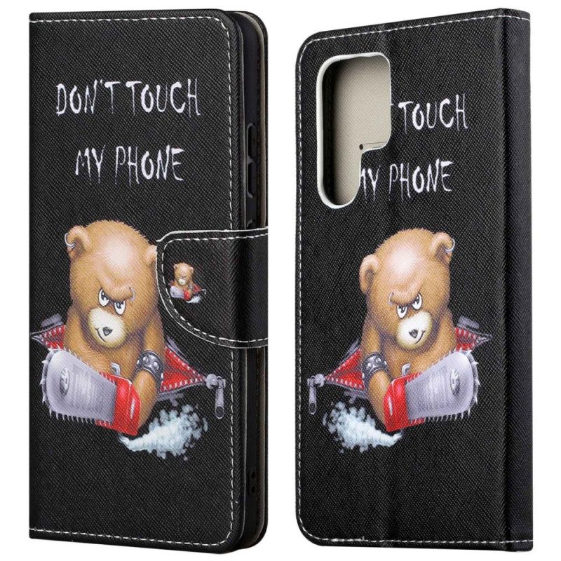 Custodia in pelle Samsung Galaxy S23 Ultra 5G Bear Non Toccare Il Mio Telefono