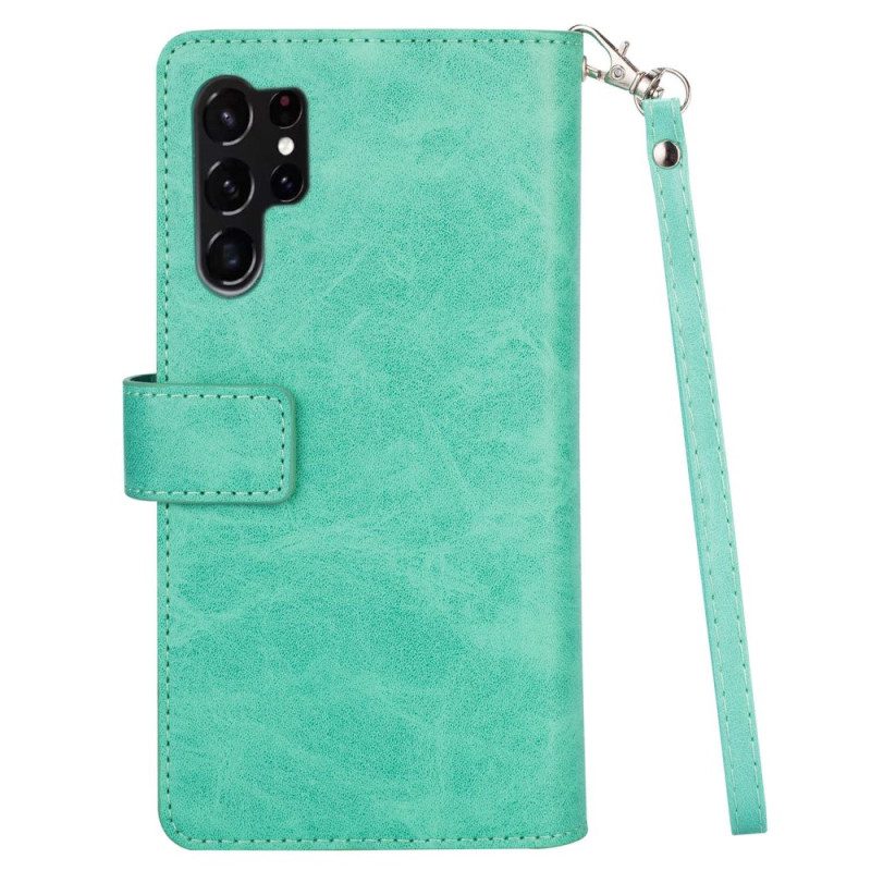 Custodia in pelle Samsung Galaxy S23 Ultra 5G Borsa Con Cordino
