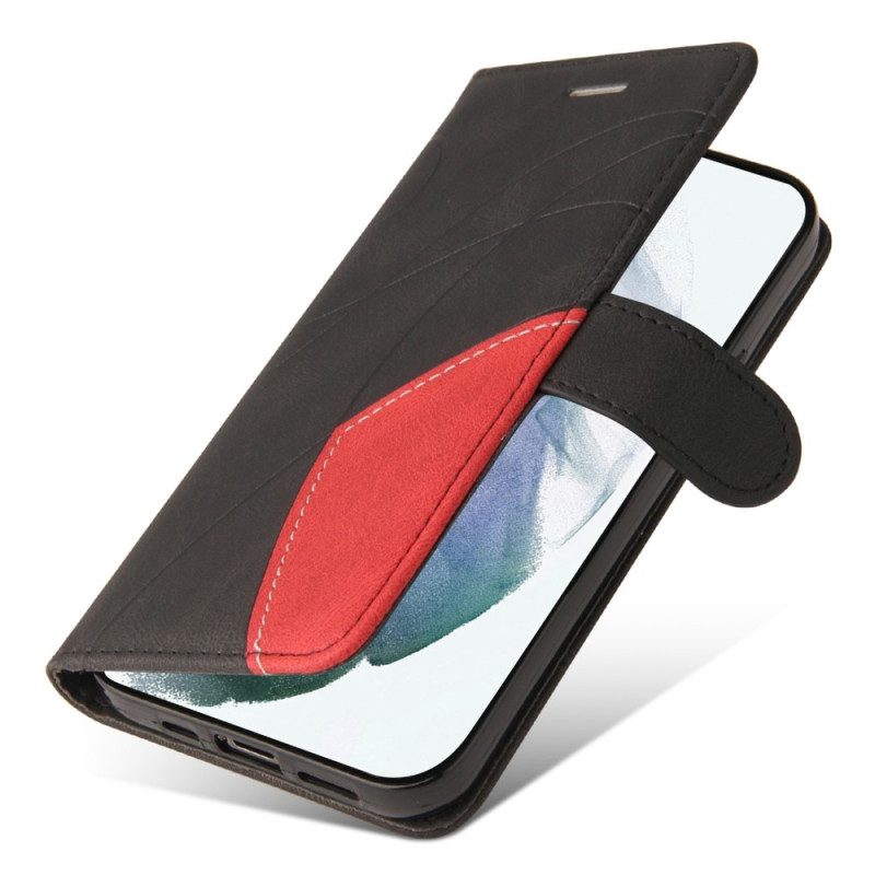Custodia in pelle Samsung Galaxy S23 Ultra 5G Cinturino Bicolore