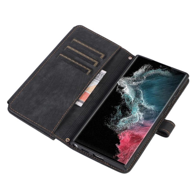 Custodia in pelle Samsung Galaxy S23 Ultra 5G Con Custodia Con Cerniera