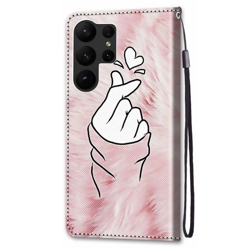 Custodia in pelle Samsung Galaxy S23 Ultra 5G Cuore Del Dito