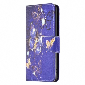 Custodia in pelle Samsung Galaxy S23 Ultra 5G Farfalle Dorate