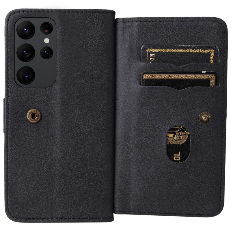 Custodia in pelle Samsung Galaxy S23 Ultra 5G Porta Carte Multifunzionale Da 10 Carte