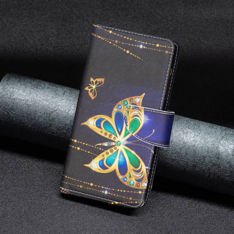 Custodia in pelle Samsung Galaxy S23 Ultra 5G Portafoglio Portafoglio Farfalle