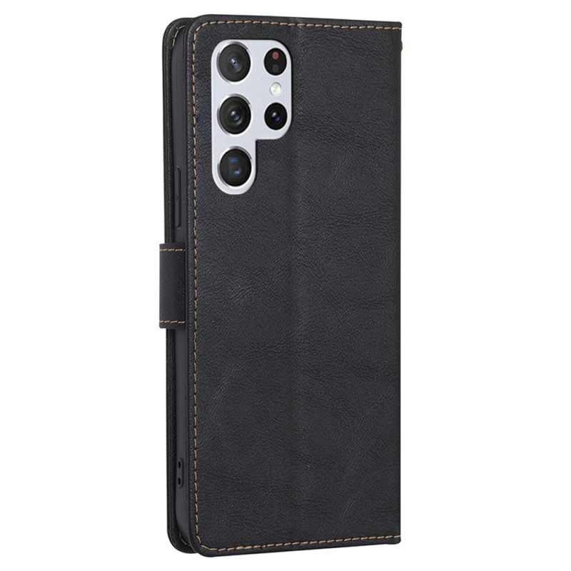 Custodia in pelle Samsung Galaxy S23 Ultra 5G Rfid Stile Pelle Vintage