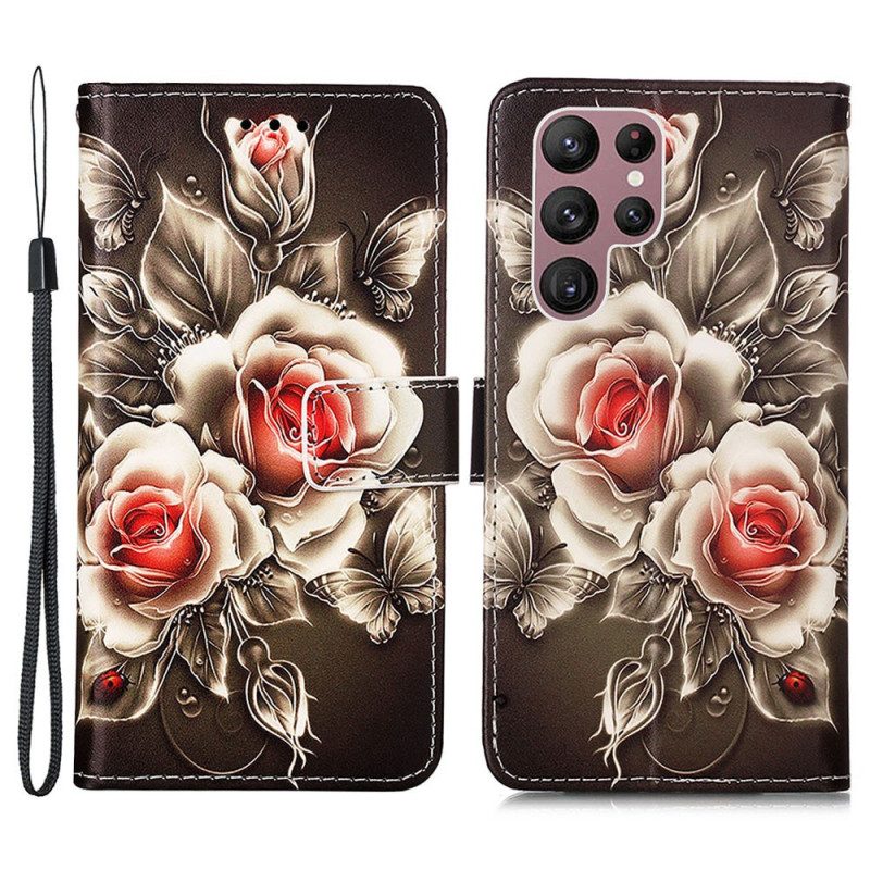 Custodia in pelle Samsung Galaxy S23 Ultra 5G Rose D'oro