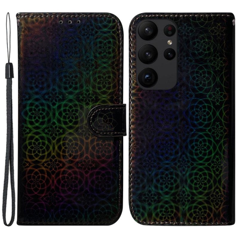 Custodia in pelle Samsung Galaxy S23 Ultra 5G Stile Discoteca