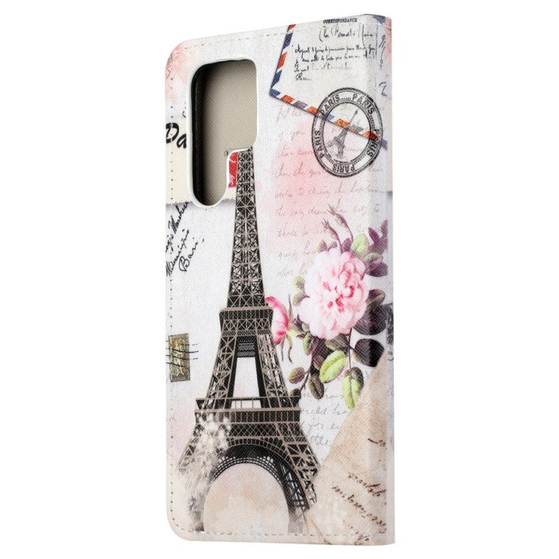 Custodia in pelle Samsung Galaxy S23 Ultra 5G Torre Eiffel D'epoca