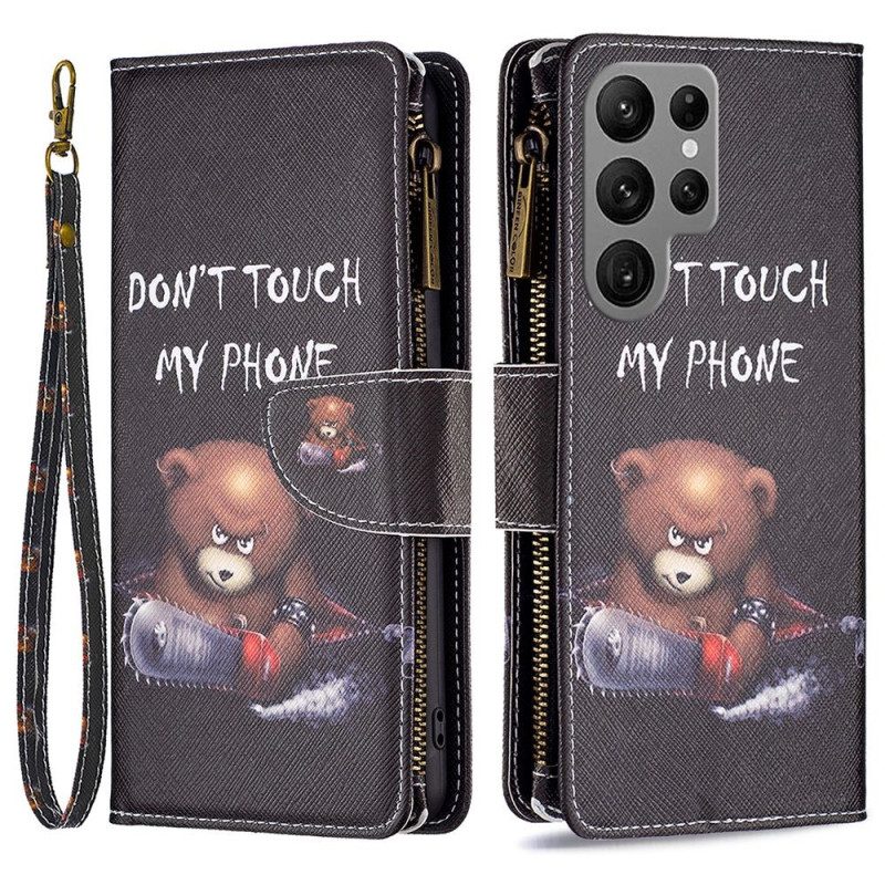 Folio Cover Samsung Galaxy S23 Ultra 5G Portafoglio Portafoglio Orso
