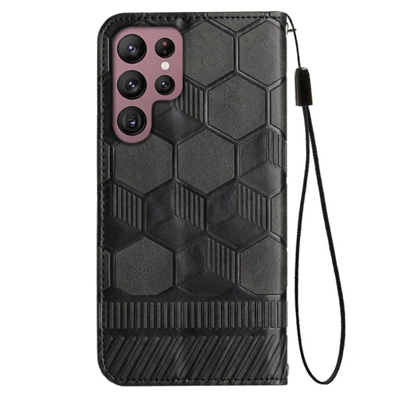 Folio Cover Samsung Galaxy S23 Ultra 5G Stile Da Calcio Strappy