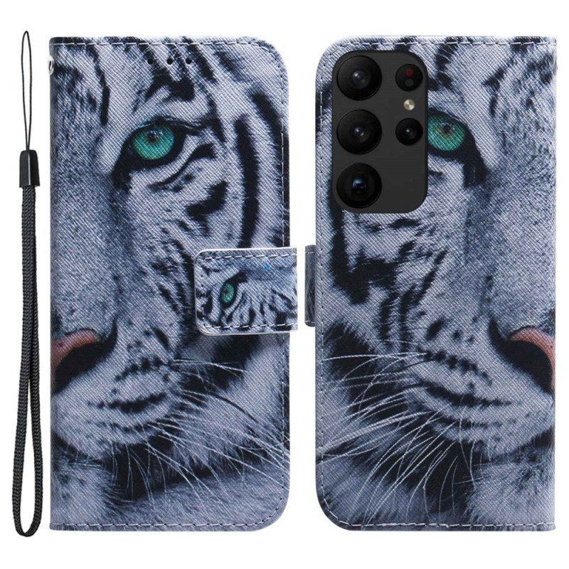 Folio Cover Samsung Galaxy S23 Ultra 5G Tigre Bianca