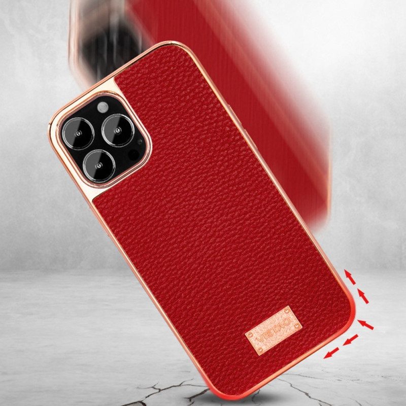 Cover iPhone 14 Pro Max Ecopelle Litchi Vietao