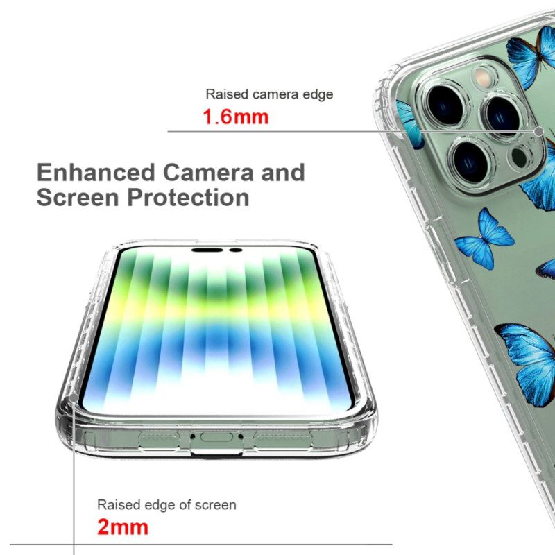 Cover iPhone 14 Pro Max Farfalle Blu Migliorate