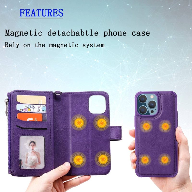 Cover iPhone 14 Pro Max Portafoglio Portafoglio Con Staccabile