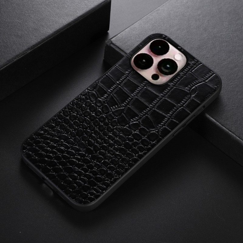 Cover iPhone 14 Pro Max Vera Pelle Di Coccodrillo