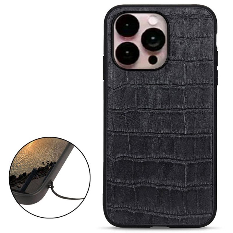 Cover iPhone 14 Pro Max Vera Pelle Stile Coccodrillo