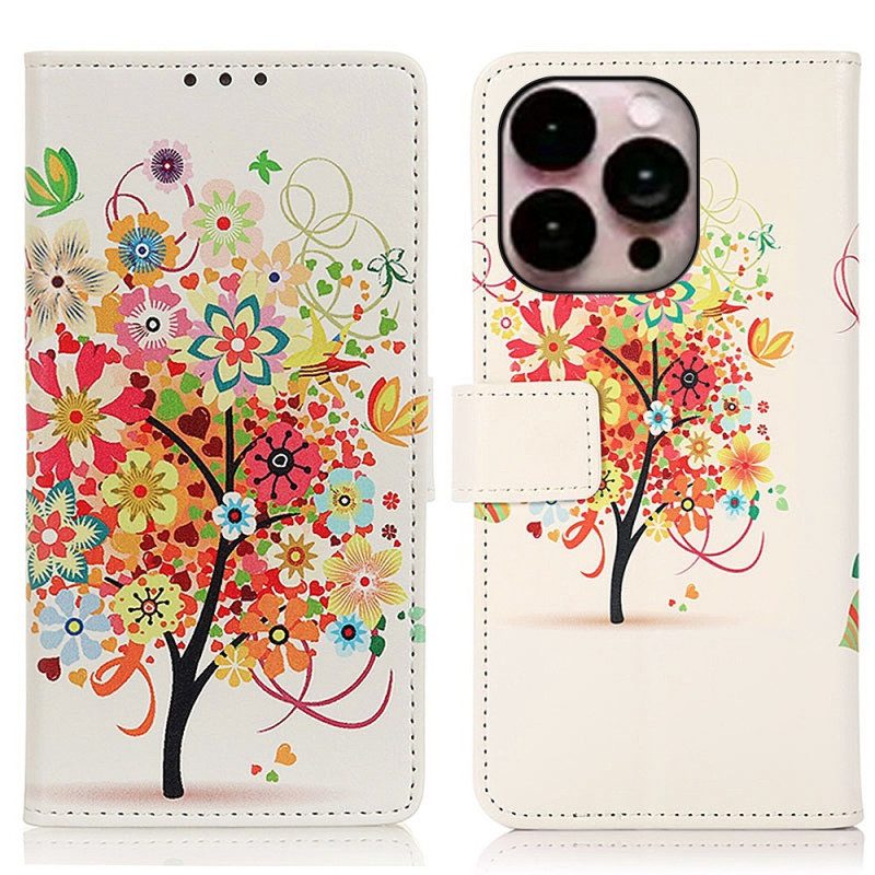Custodia in pelle iPhone 14 Pro Max Albero In Fiore