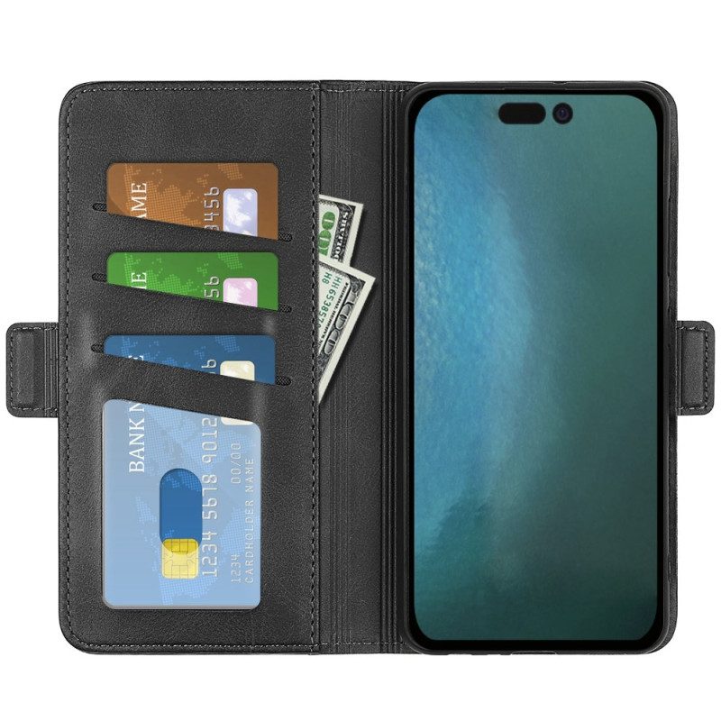 Custodia in pelle iPhone 14 Pro Max Doppia Chiusura