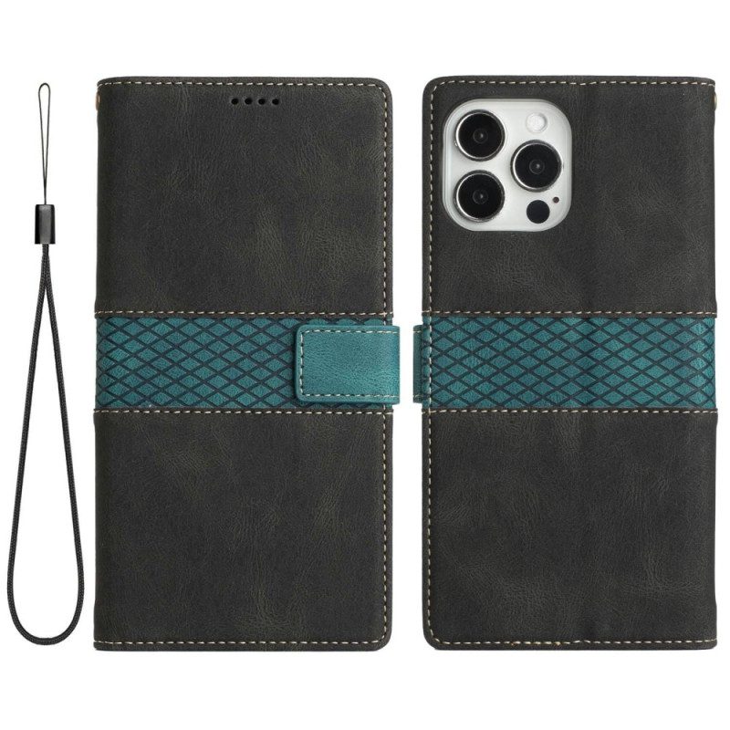 Custodia in pelle iPhone 14 Pro Max Fregio Con Cinturino