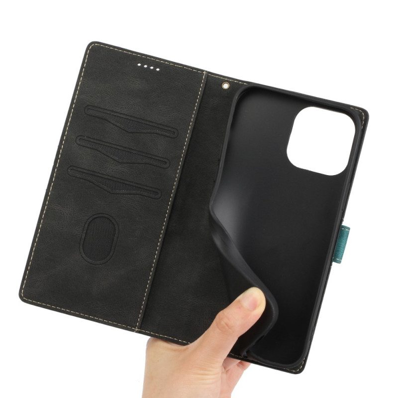 Custodia in pelle iPhone 14 Pro Max Fregio Con Cinturino