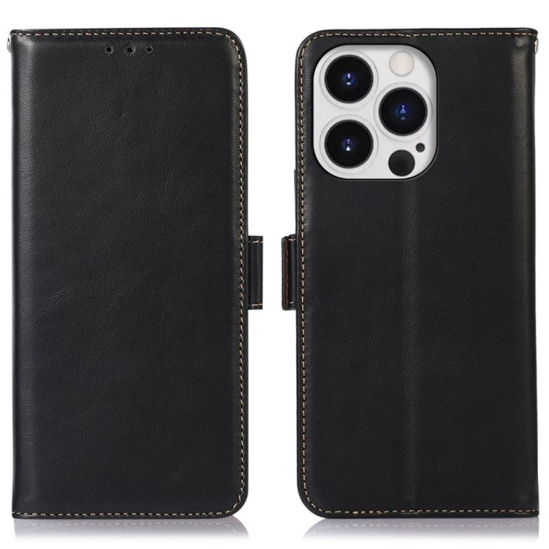 Custodia in pelle iPhone 14 Pro Max Funzione Rfid In Vera Pelle
