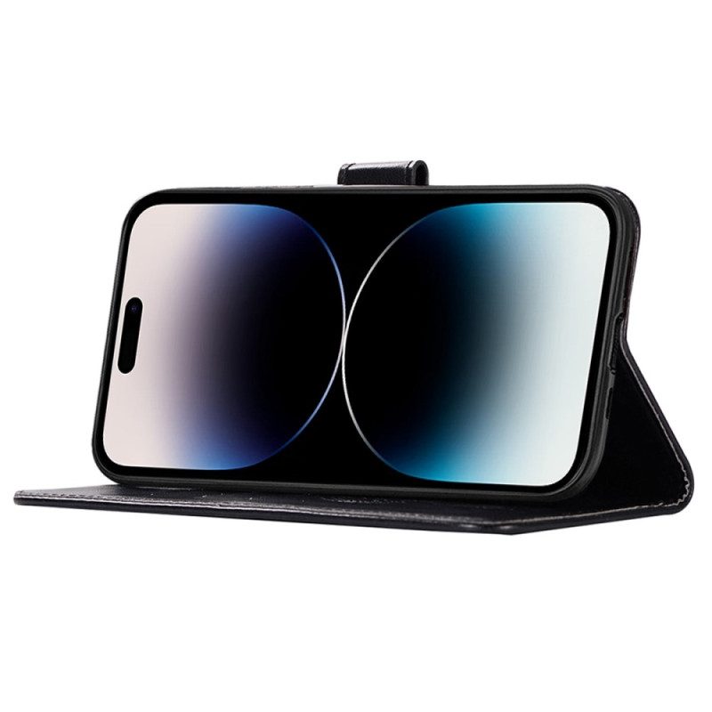 Custodia in pelle iPhone 14 Pro Max Gufo Acchiappasogni Con Cinturino