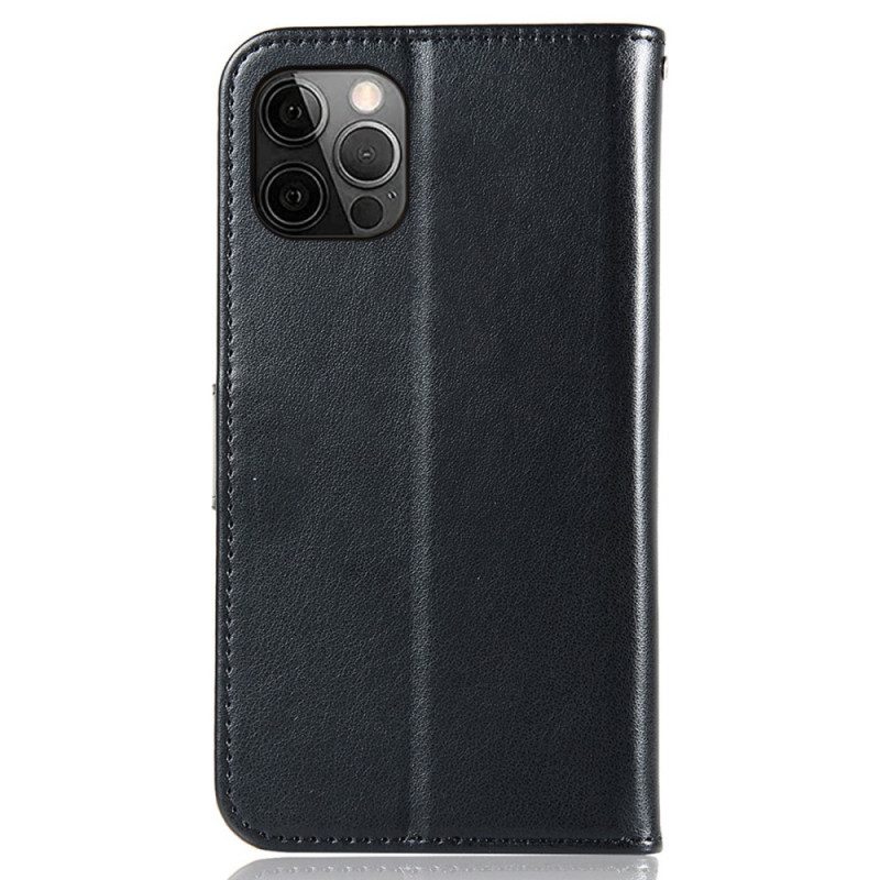 Custodia in pelle iPhone 14 Pro Max Gufo Acchiappasogni Con Cinturino