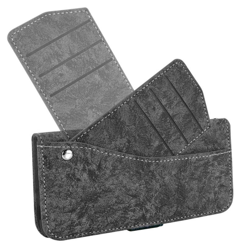 Custodia in pelle iPhone 14 Pro Max Portacarte Frontale Con Cinturino