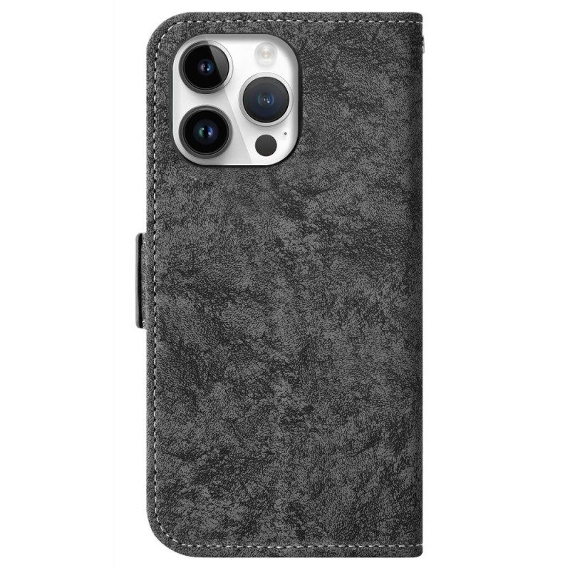 Custodia in pelle iPhone 14 Pro Max Portacarte Frontale Con Cinturino