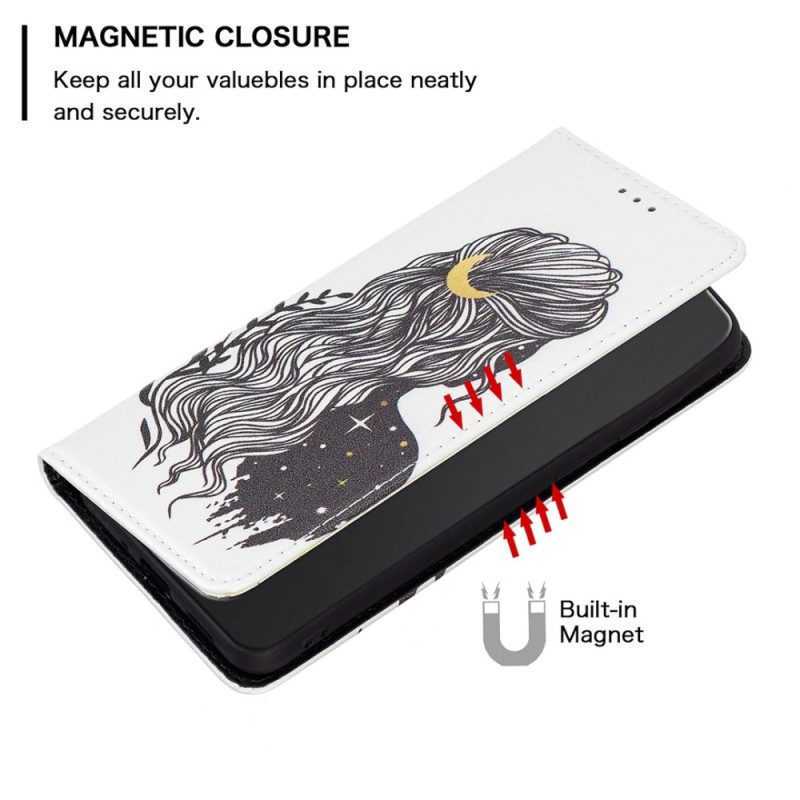 Folio Cover iPhone 14 Pro Max Custodia in pelle Bei Capelli