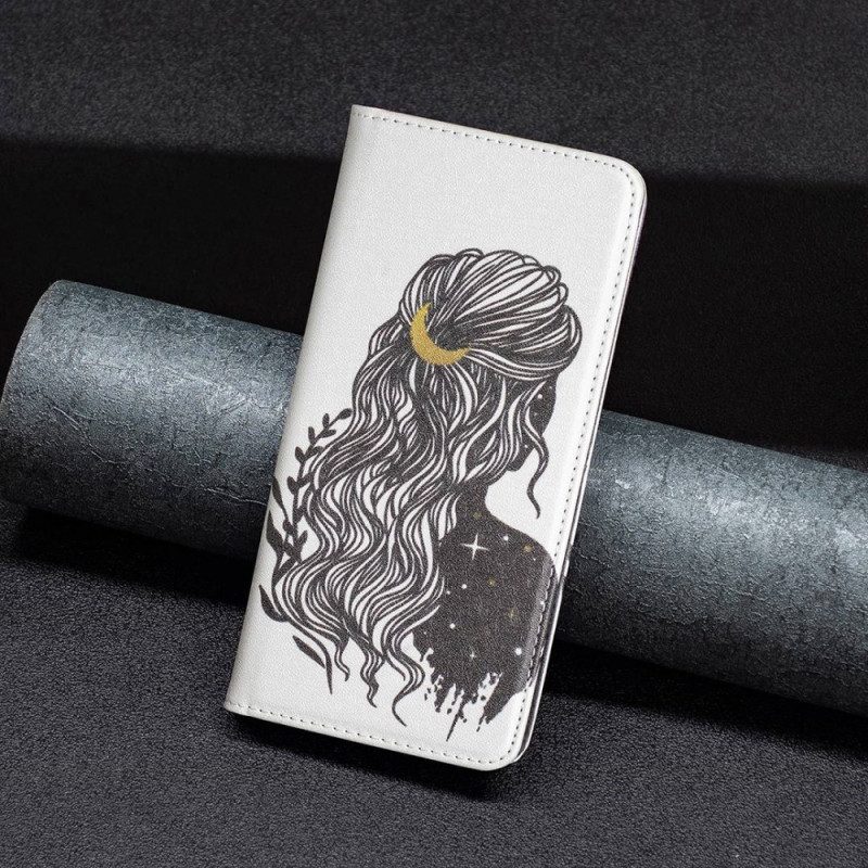 Folio Cover iPhone 14 Pro Max Custodia in pelle Bei Capelli