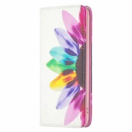 Folio Cover iPhone 14 Pro Max Custodia in pelle Fiore Dell'acquerello