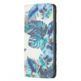 Folio Cover iPhone 14 Pro Max Custodia in pelle Foglie