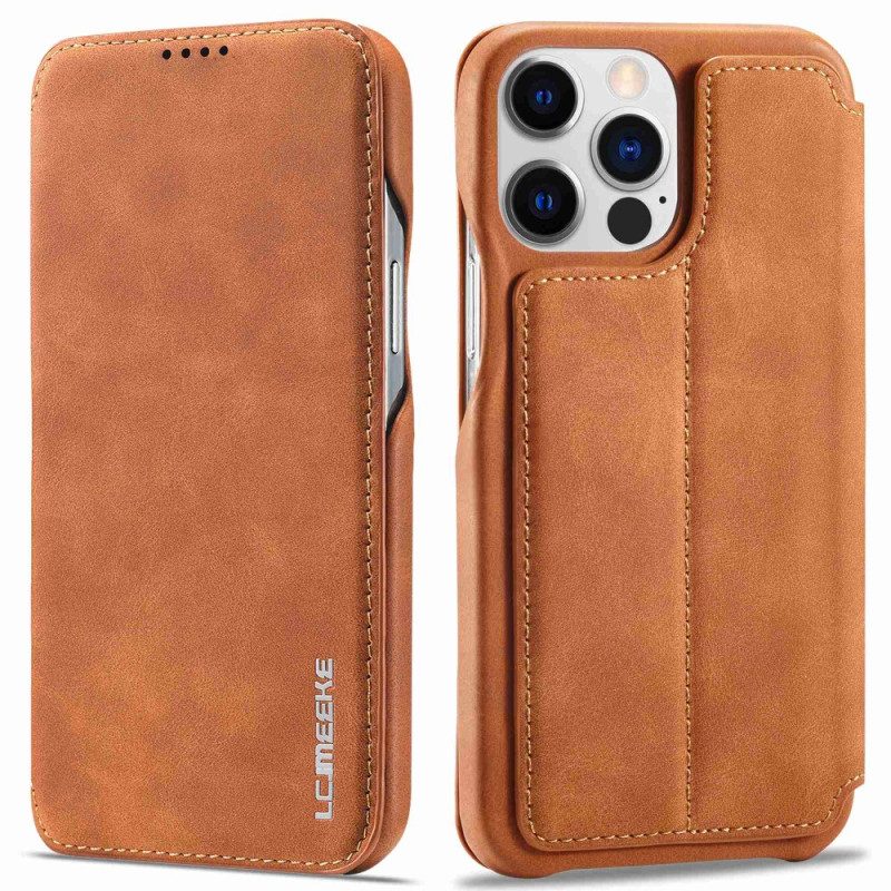 Folio Cover iPhone 14 Pro Max Custodia in pelle Lc.imeeke Effetto Pelle